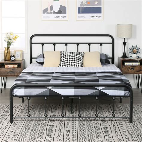 metal bed frame queen no box spring|queen size bed without storage.